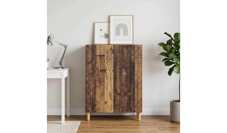 Walplus 2 Door Sideboard Engineered Wood - Old Wood - 66 x 34.5 x 90 cm