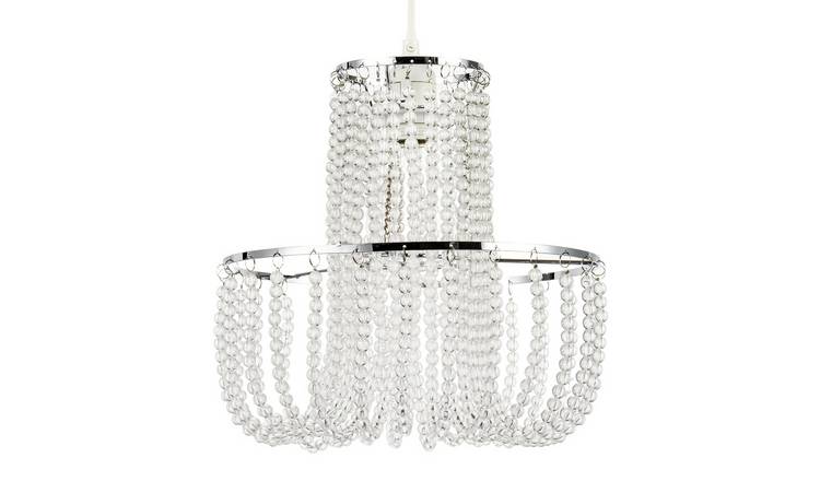 Happy Homewares Striking Two Tier with Chrome Frame Pendant Shade - 28cm