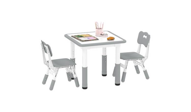 AIYAPLAY Adjustable Kids Table and Chairs Set with 2 Chairs - Grey
