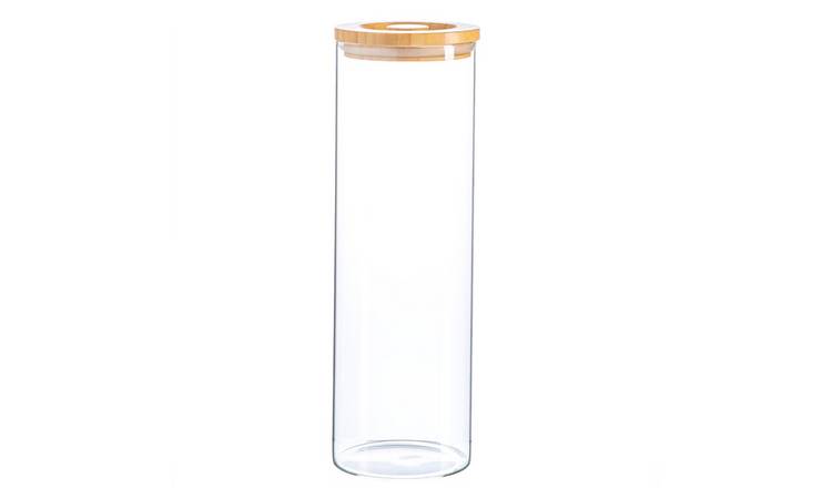 Argon Tableware Glass Storage Jar with Wooden Lid