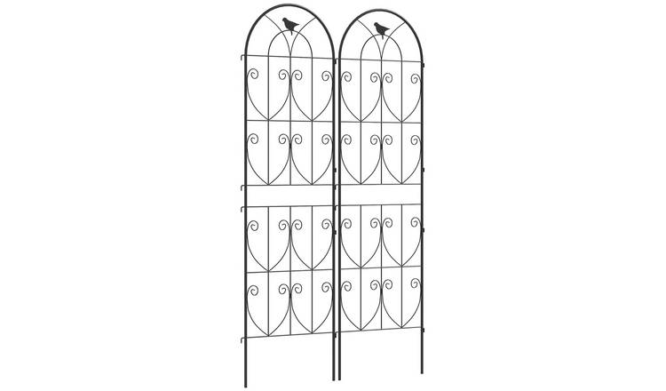 Outsunny Set of 2 Metal Decorative Trellis Panels - Black