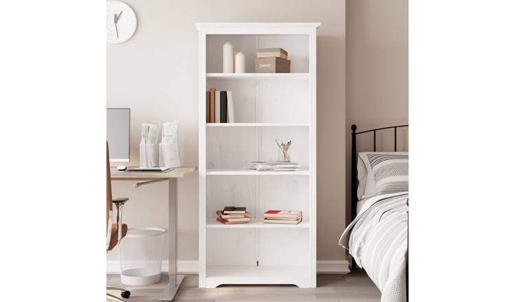 Walplus 5 Tier Solid Pine Bookcase - White - 82 x 40 x 173 cm