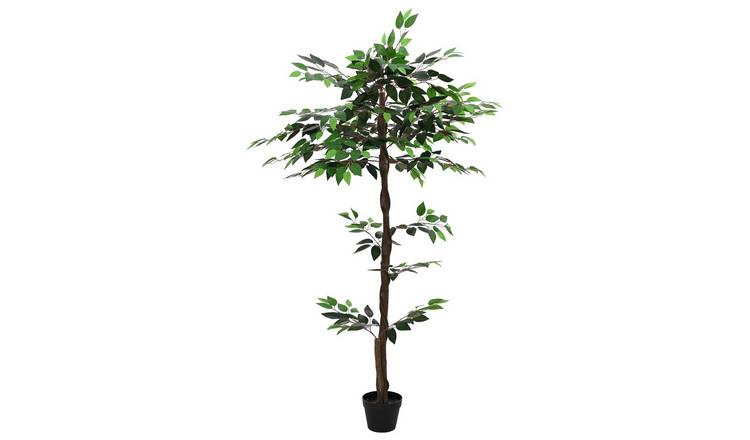Walplus Wood Artificial Ficus Plant - Green - 85 x 18 x 160 cm