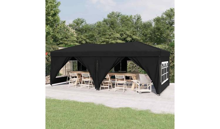 Walplus 3 x 6 m Folding Party Tent with Sidewalls - Black