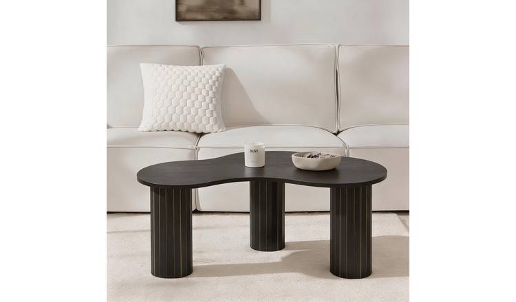 OHS Madison Ribbed Irregular Coffee Table - Black