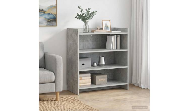 Walplus 3 Shelf Rectangular Sideboard - Concrete Grey - 75 x 36 x 80 cm