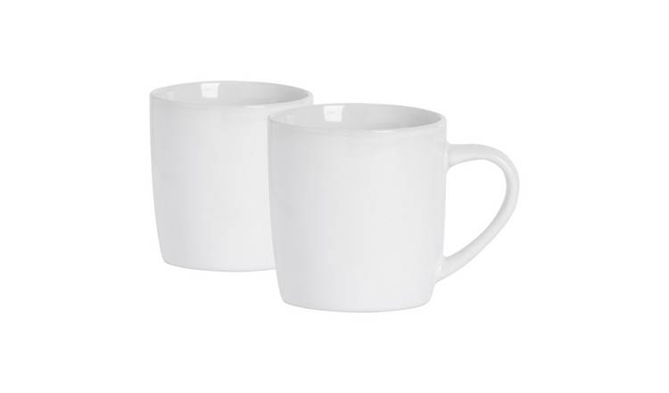 Argon Tableware Coloured Coffee Mugs - 350ml - White - Pack of 2