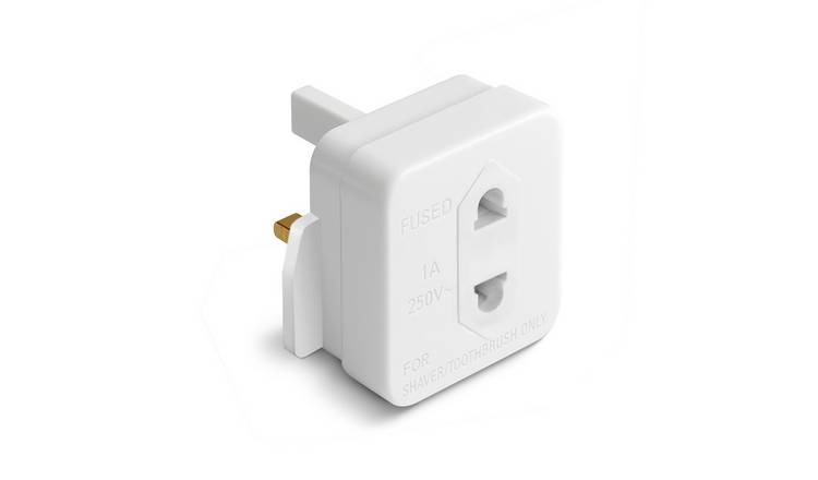 Desiretech 2 Pin to 3 Pin Fused Shaver Adaptor Plug - White