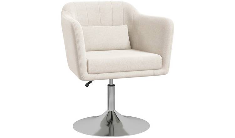 HOMCOM Linen Fabric Modern Adjustable Swivel Accent Chair - Cream