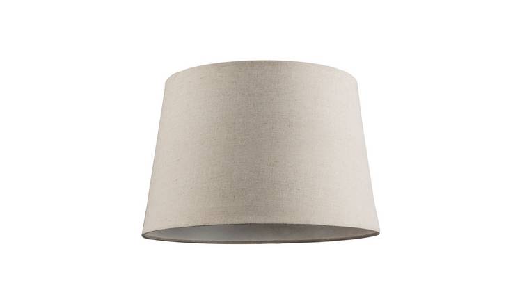 Happy Homewares Taupe Beige Naturally Textured Linen in Drum Lampshade - 30cm