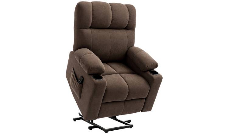 HOMCOM Velvet Recliner Armchair with Cup Holder - Dark Brown