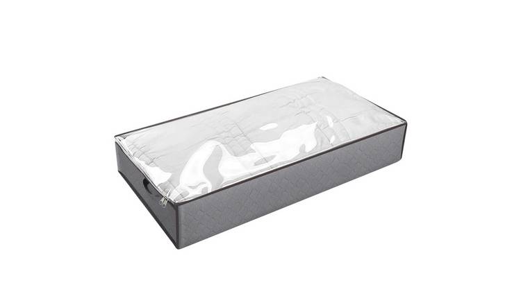 Living and Home Fabric Quilt Storage Box with Handles - Dark Grey