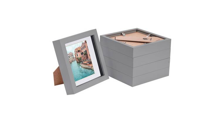 Nicola Spring 3D Box Photo Frames - 6 x 6" with Mount - Set of 5 - Grey