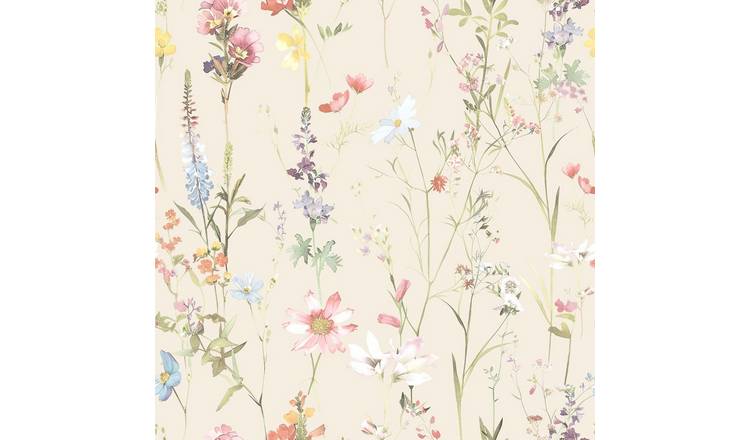 World Of Wallpaper Elsie Floral Textured Wallpaper - Cream