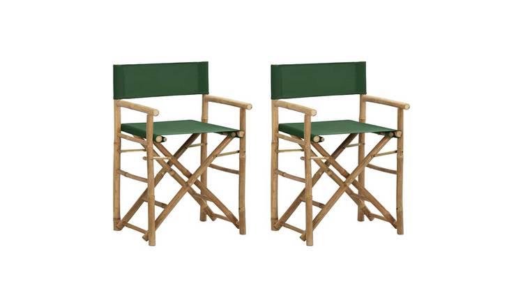 Walplus 2 Piece Bamboo Folding Directors Chairs - Green - 60 x 45 x 88 cm