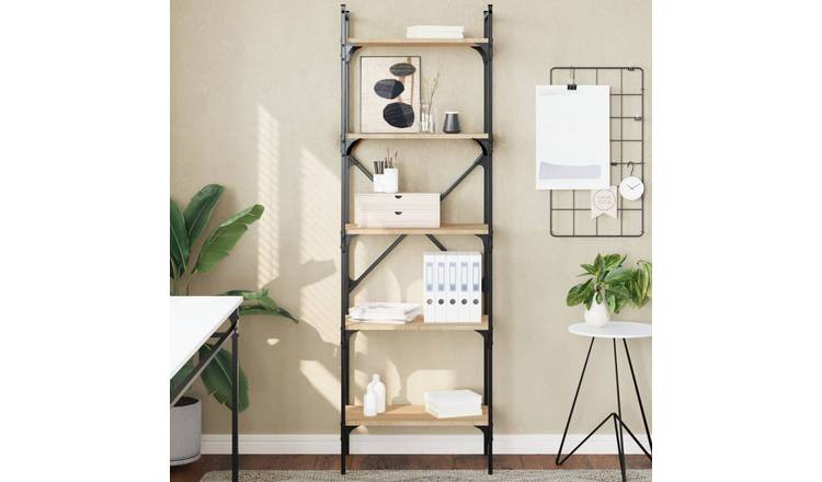 Walplus 5 Tier Engineered Wood Bookcase - Light Oak - 56 x 31.5 x 174 cm