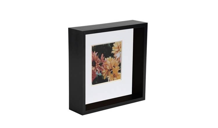 Nicola Spring 3D Deep Box Photo Frame - 8x8" with Mount - Black & White