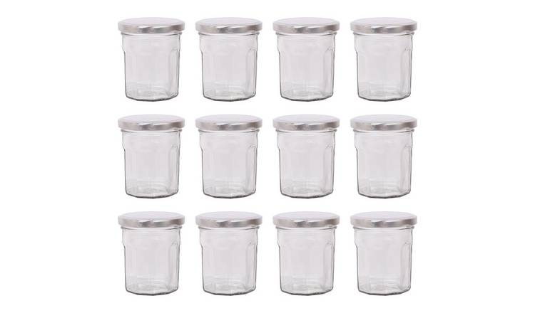Argon Tableware Glass Jam Jars with Lids - Pack of 12