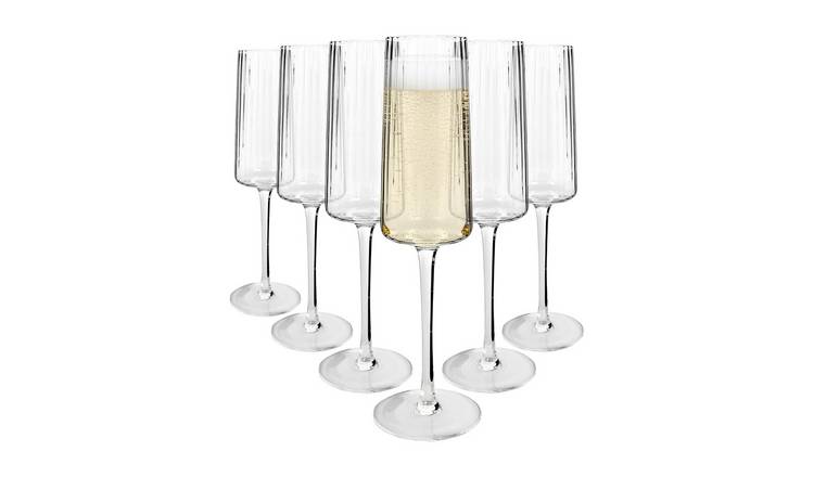 Argon Tableware Chelsea Optic Crystal Champagne Flutes - 260ml - Pack of 6