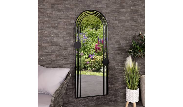 Charles Bentley Warsaw Arch Weather Resistant Wall Mount Mirror - Black
