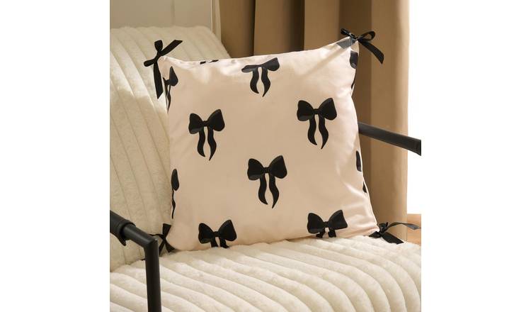 OHS 2 Pack Bow Print Cushion Covers 45 x 45cm - Mono