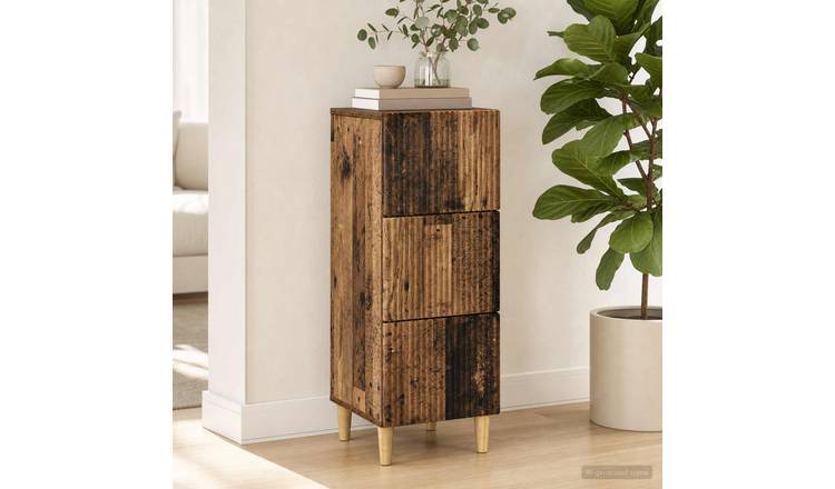 Walplus Engineered Wood Drawer Cabinet Open Shelf - Old Wood - 33 x 34.5 x 90 cm
