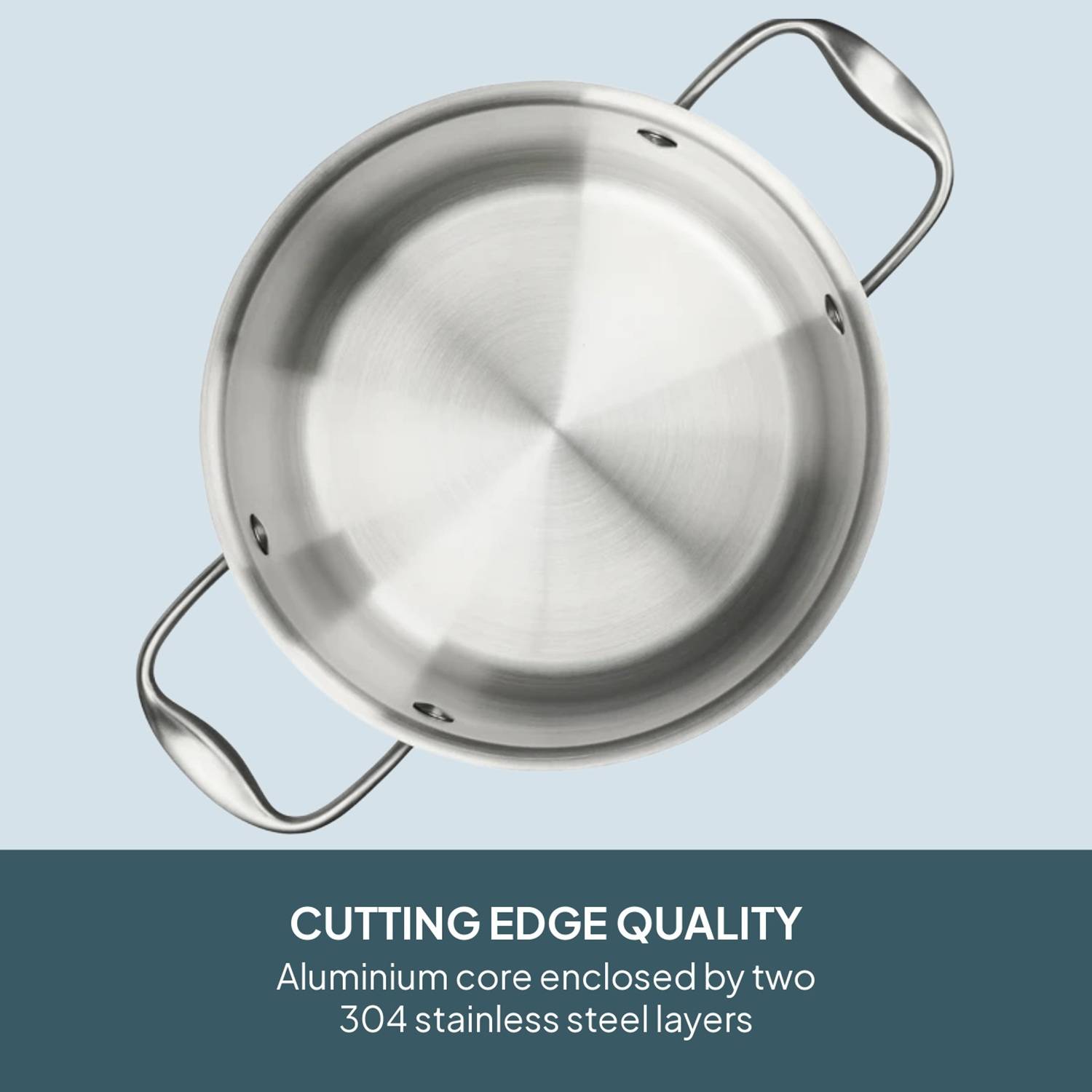 Cooks Professional Tri-Ply Stock Pot with Lid and Side Handles - 20cm - Image 4