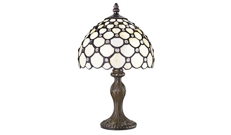 Happy Homewares White Tiffany with Multiple Transparent Beads Table Lamp - 20cm