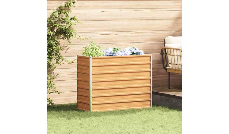 Walplus Galvanised Steel Raised Garden Bed - Light Brown - 100 x 40 x 77 cm