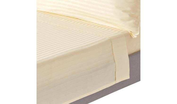 Homesapes Egyptian Cotton Yellow Satin Stripe Flat Sheet - Single