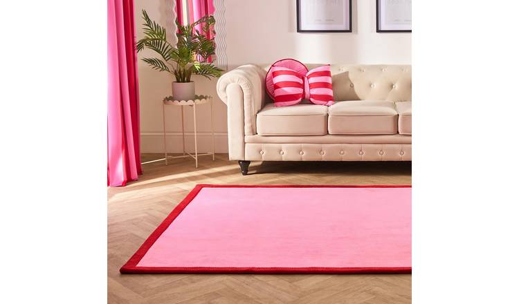 OHS Contrast Border Fleece Rug - 120 x 170cm - Pink/Red