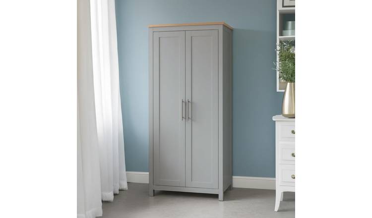 Home Treats Berlin 2 Door Wardrobe - Grey & Pine