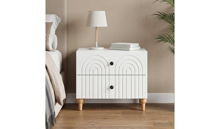 Walplus Engineered Wood Bedside Cabinet - White - 62 x 34.5 x 48 cm