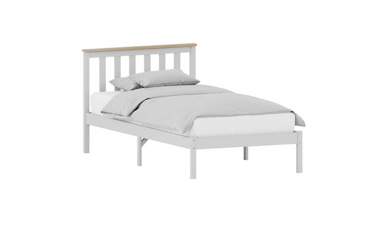 Vida Designs Milan Single Wooden Low Foot Bed With Mattress - White and Pine