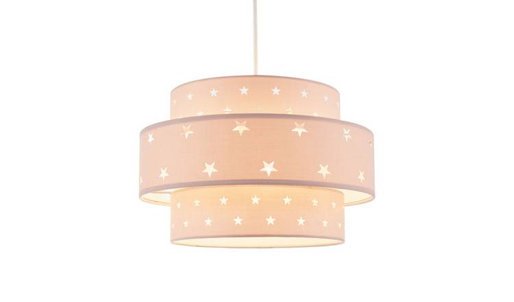 Happy Homewares Pink Triple Tier Cotton Fabric Childrens Pendant Shade - 30cm