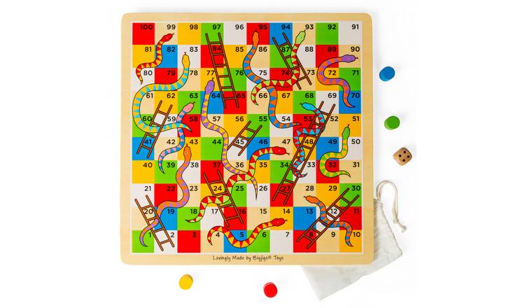 Bigjigs Toys Traditional Snakes and Ladders - 3 Years +