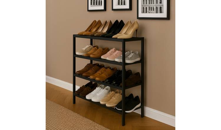 Neo 4 Tier Bamboo Shoe Rack - Black