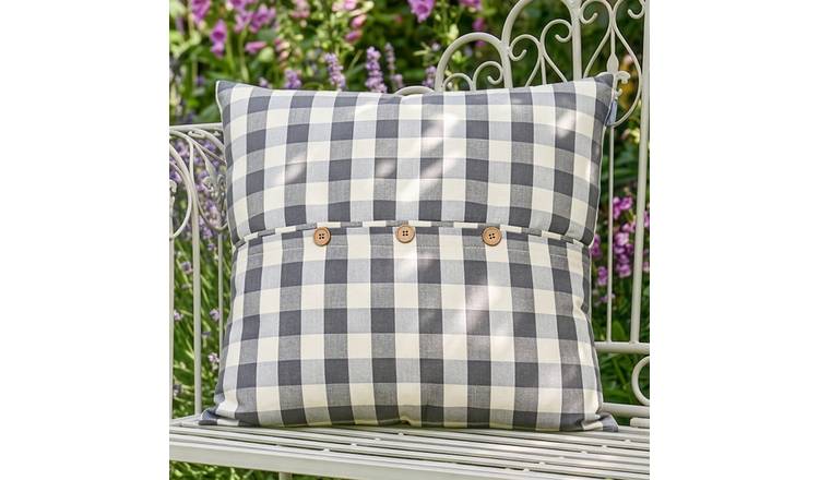 Dibor Gingham Outdoor Garden Chair Cushion - Grey