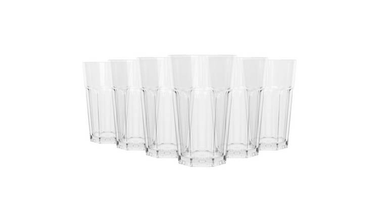 Argon Tableware Reusable Plastic Highball Glasses - 400ml - Pack of 6