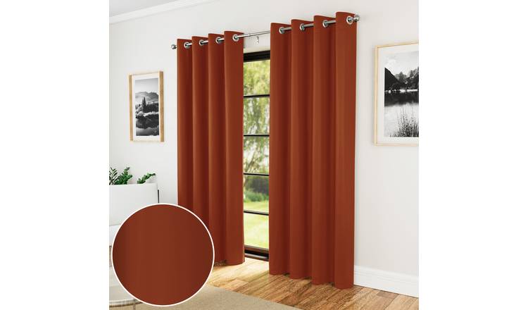 Enhanced Living Nightfall Eyelet Thermal Curtains - 117 x 137cm - Orange