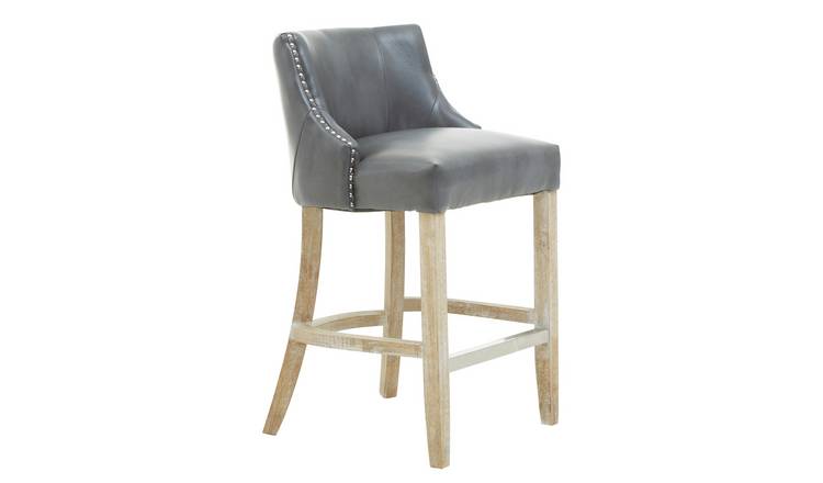 Orsina Kensington Townhouse Faux Leather Bar Chair – Grey and Natural