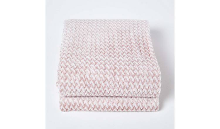 Homescapes Faux Fur Velvet Throw - 200 x 230 cm - Pale Pink