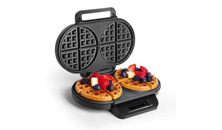 VonShef 1200W Double Round Belgian Waffle Maker - Silver
