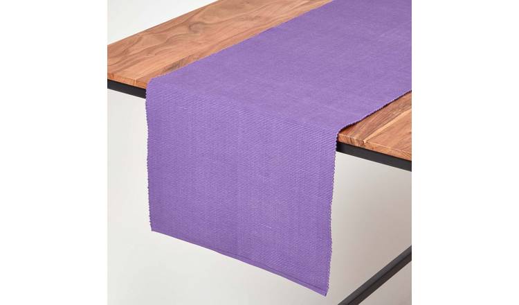 Homescapes Cotton Plain Table Runner - 44 x 178 cm - Purple