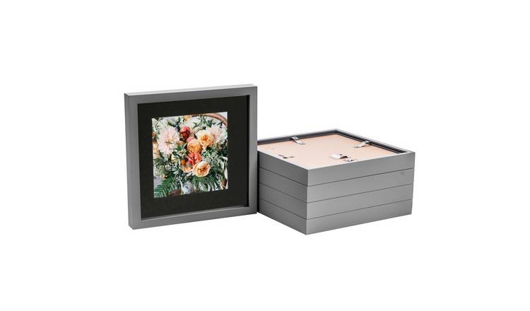 Nicola Spring 3D Box Photo Frames - 10 x 10" with Mount - Set of 5 - Grey
