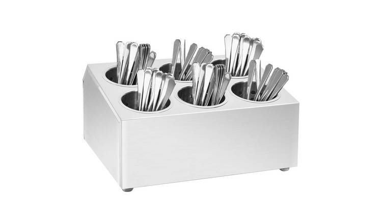 Walplus 6 Compartment Stainless Steel Cutlery Holder - Square