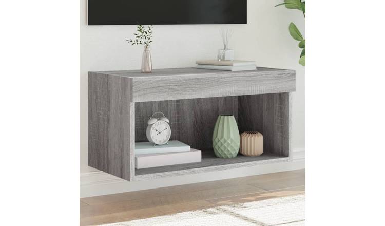 Walplus LED Engineered Wood TV Cabinet - Grey and Oak - 60 x 30 x 30 cm