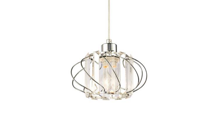 Happy Homewares Chrome Clear Acrylic Rectangular Prims Pendant Shade - 19cm