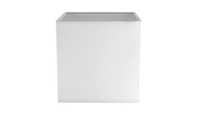 Happy Homewares Ivory White Linen Fabric Square Lampshade - 16cm