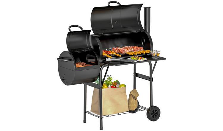 Outsunny Foldable Garden BBQ Grill for Outdoor Cooking Party - Black